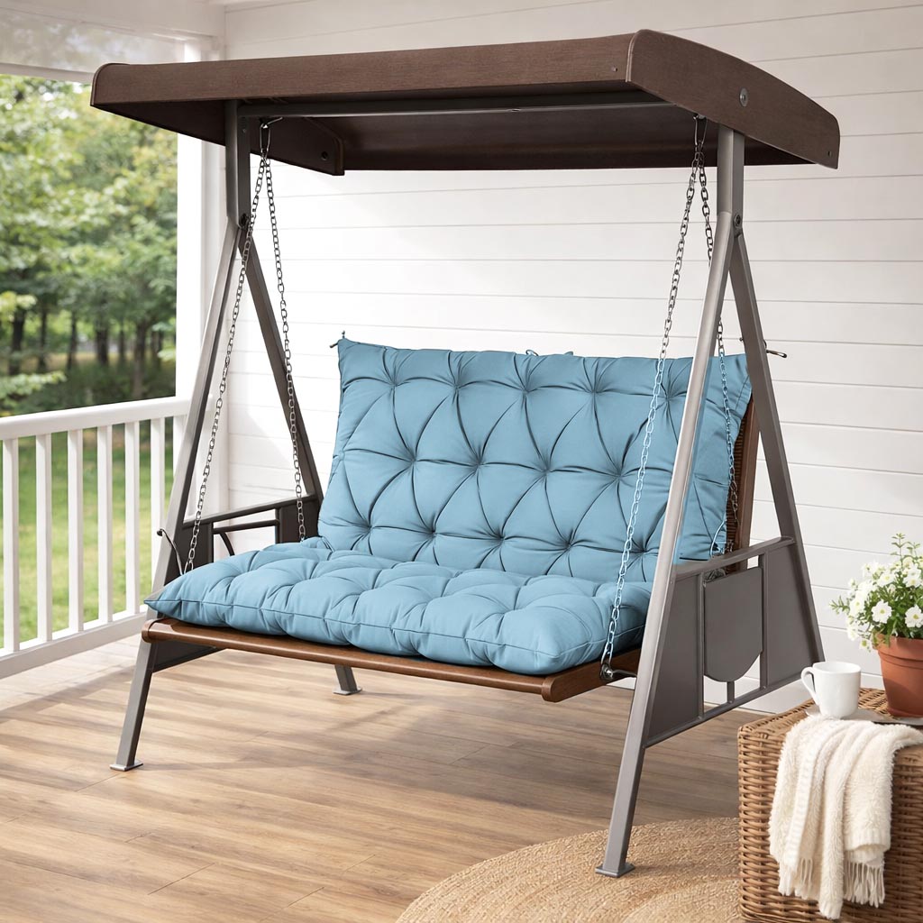 Porch Swing Cushion with Backrest Sky Blue