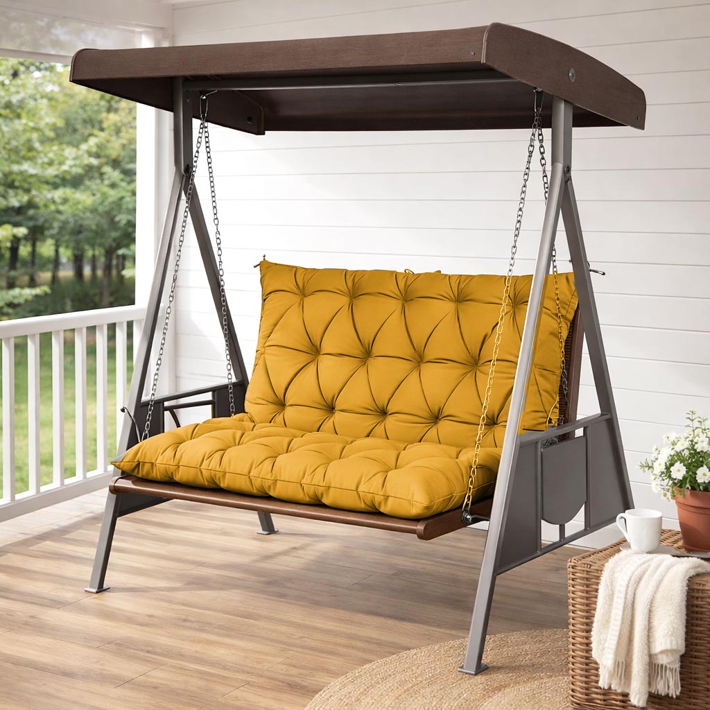 Porch Swing Cushion with Backrest Yellow