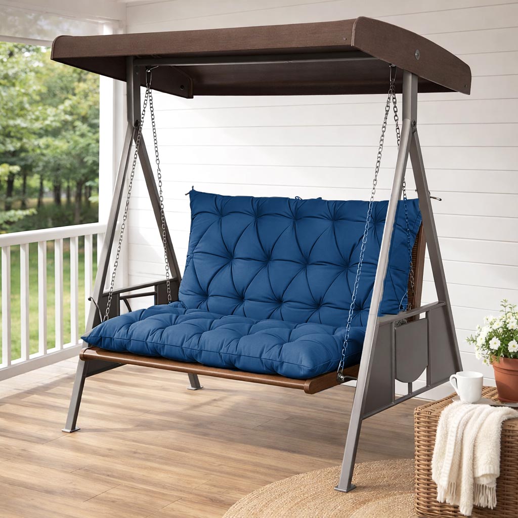 Porch Swing Cushion with Backrest Blue