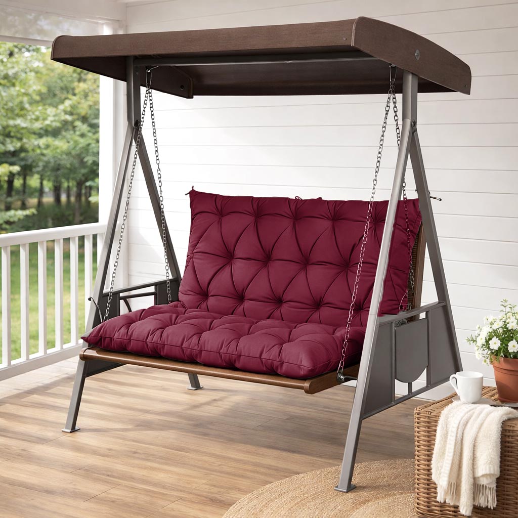 Porch Swing Cushion with Backrest Burgundy