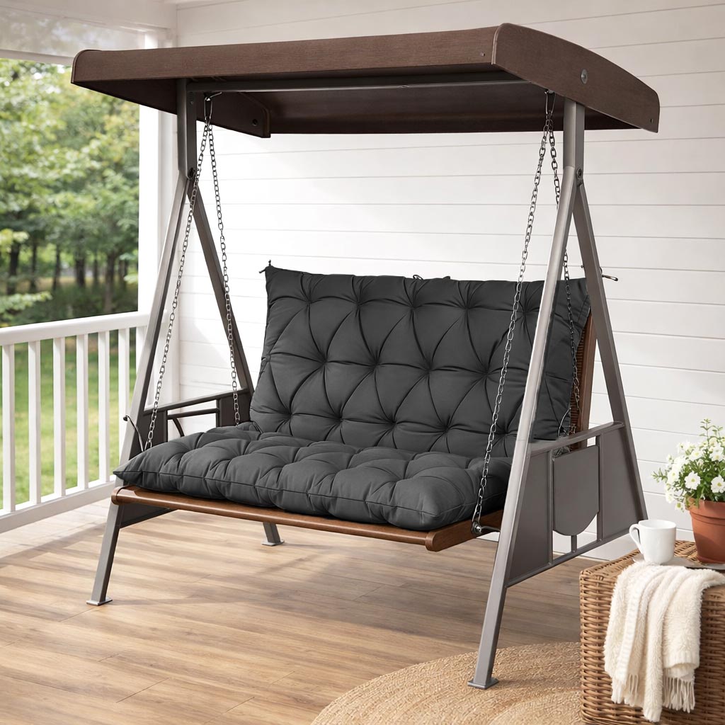 Porch Swing Cushion with Backrest Charcoal