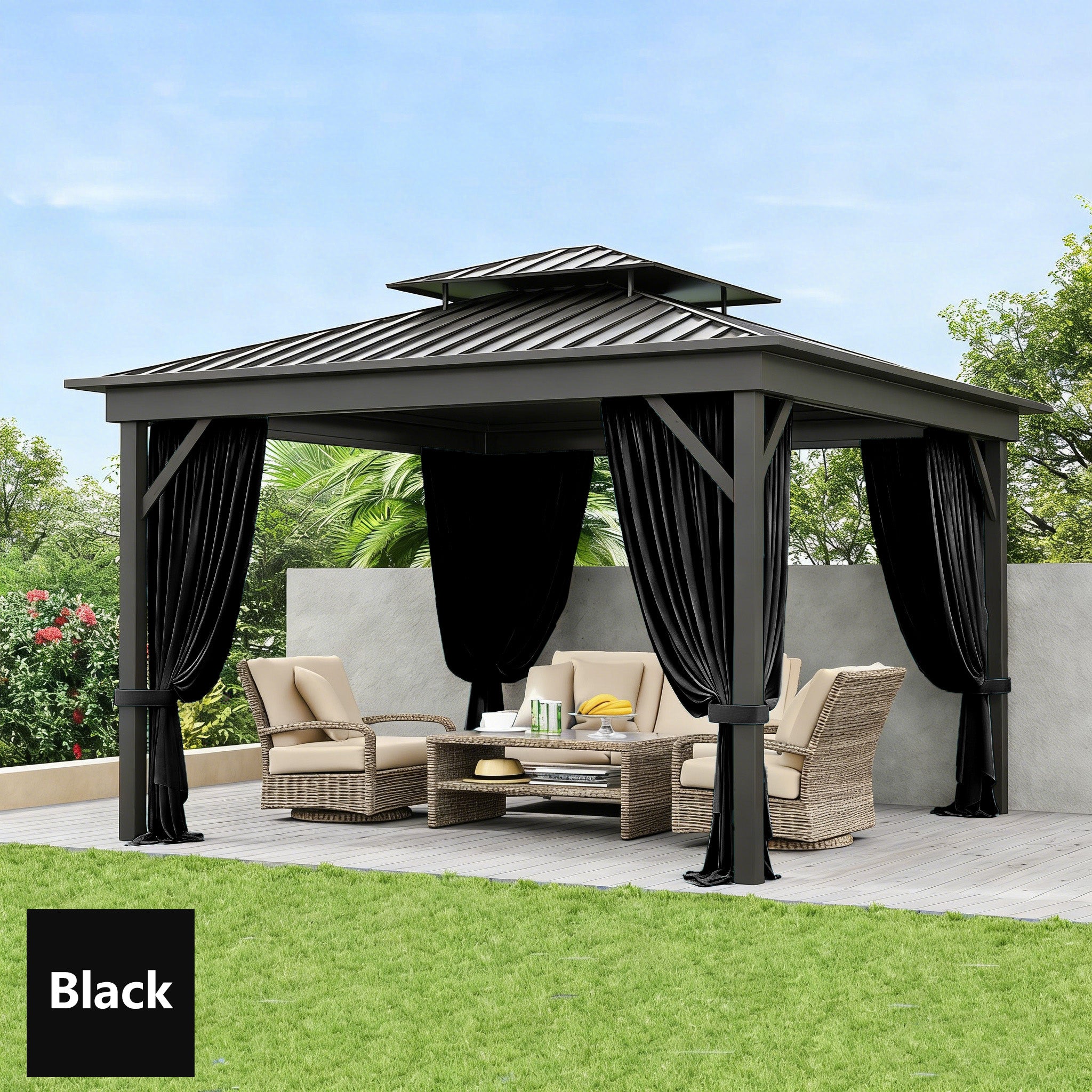 Outdoor Blackout Curtains 4 Panels, Grommet Top