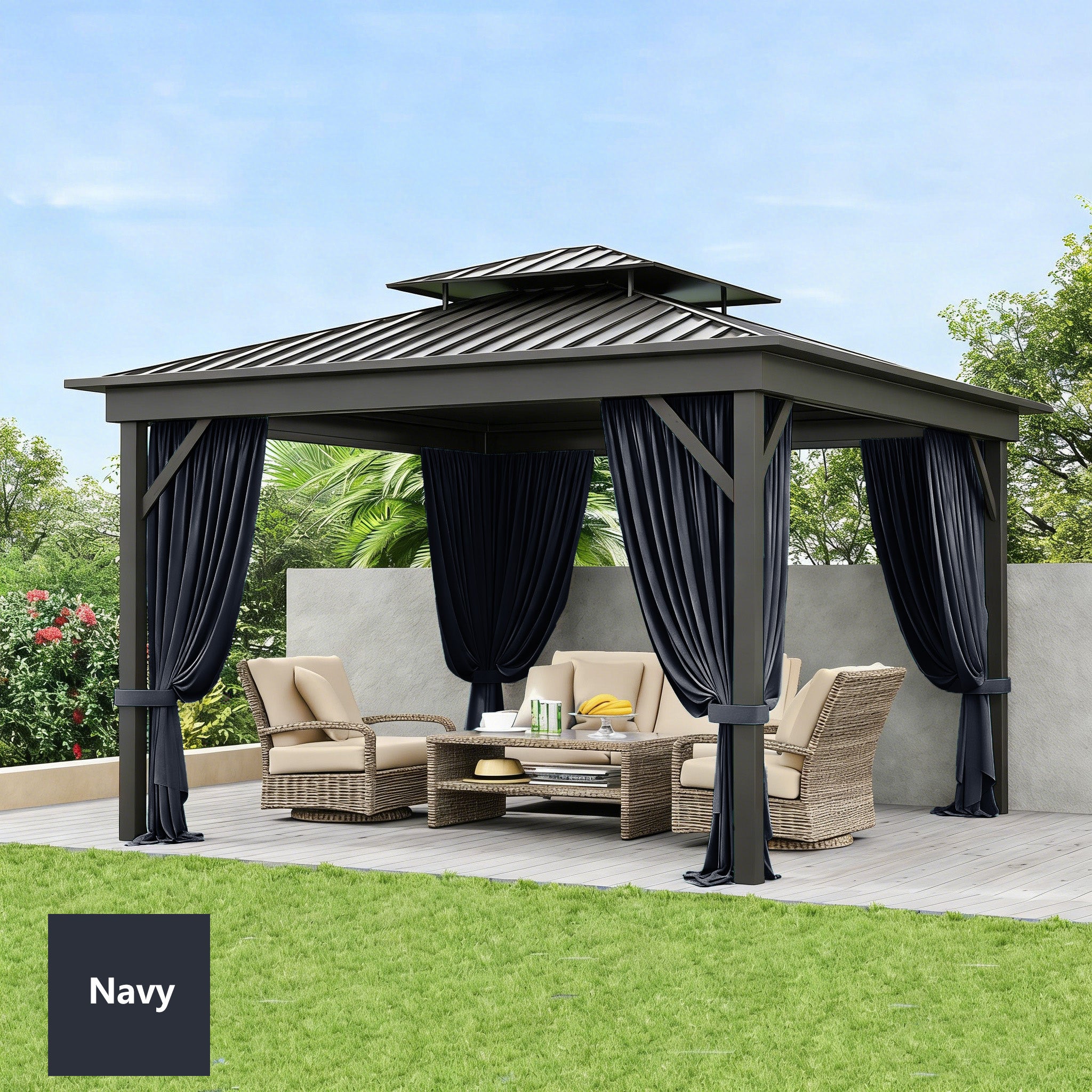 Outdoor Blackout Curtains 4 Panels, Grommet Top