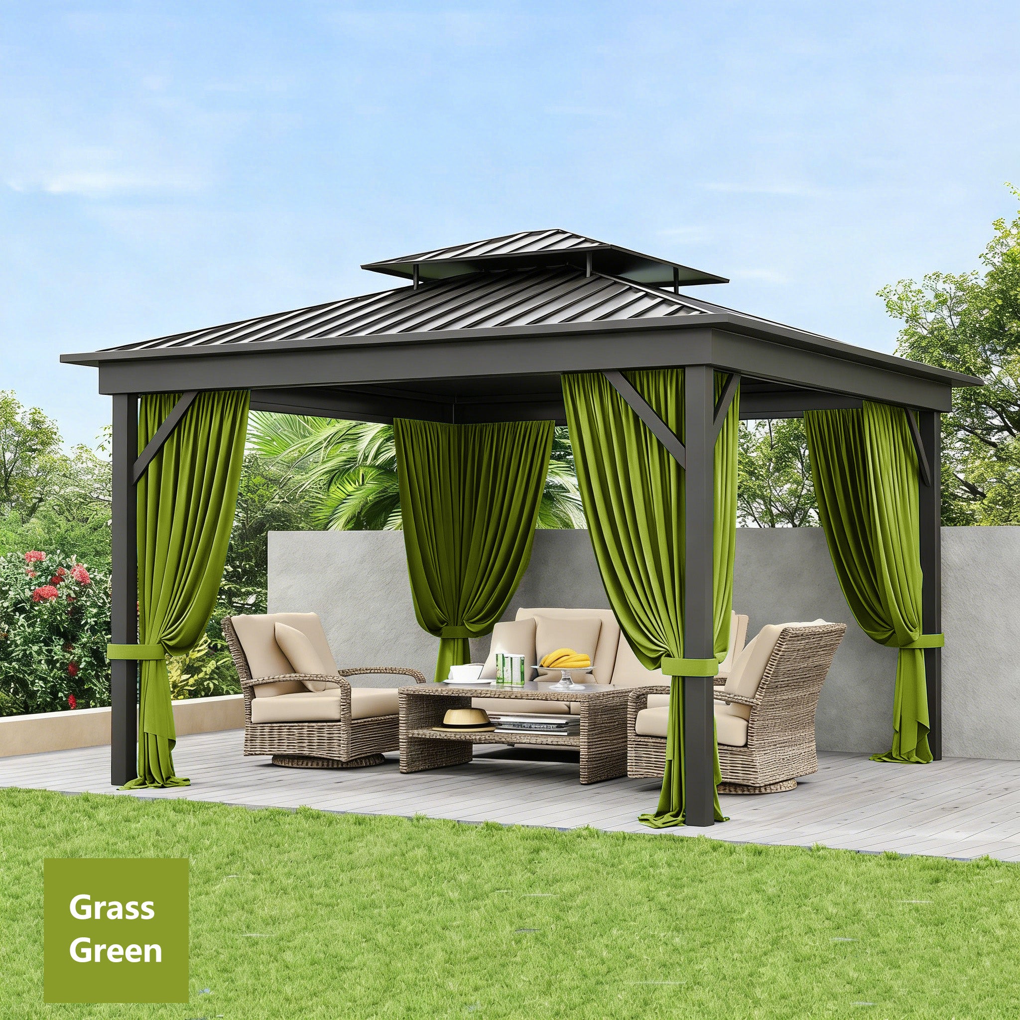 Outdoor Blackout Curtains 4 Panels, Grommet Top
