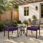 purple outdoor seat cushions for patio chairs and outdoor furniture.