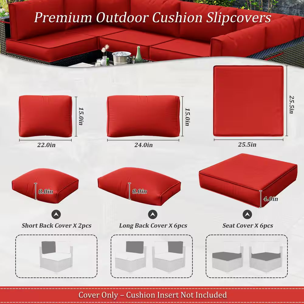 WNP cushion 14PCS Outdoor Replacement Cushion Covers for Patio Furniture