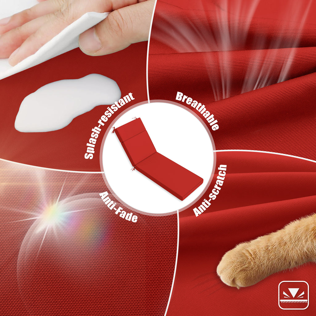 WNP cushion 2 Pack Outdoor Chaise Lounge Cushions