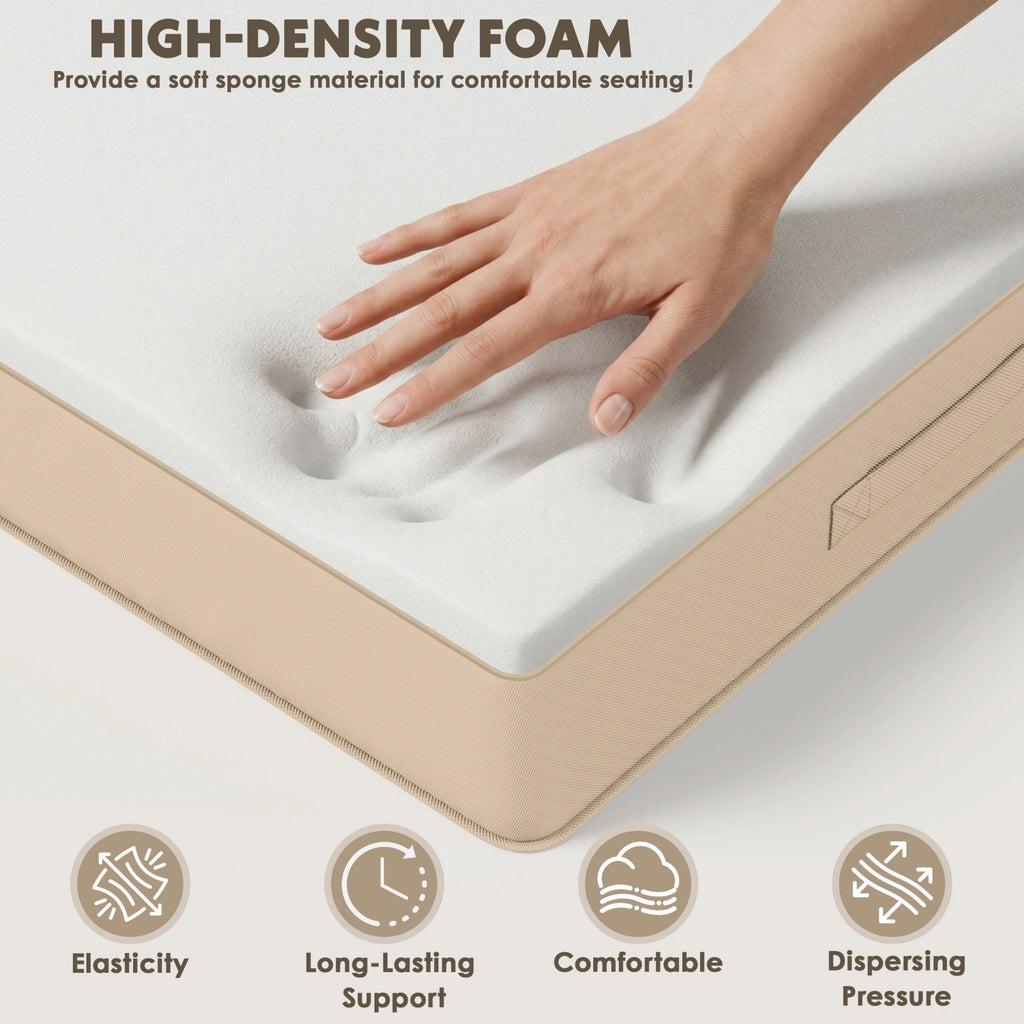 Sand outdoor seat cushion with high-density foam filling for comfortable seating, long-lasting support, and pressure relief.
