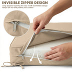 Sand outdoor seat cushion with hidden zipper and removable cover design for easy cleaning and maintenance.