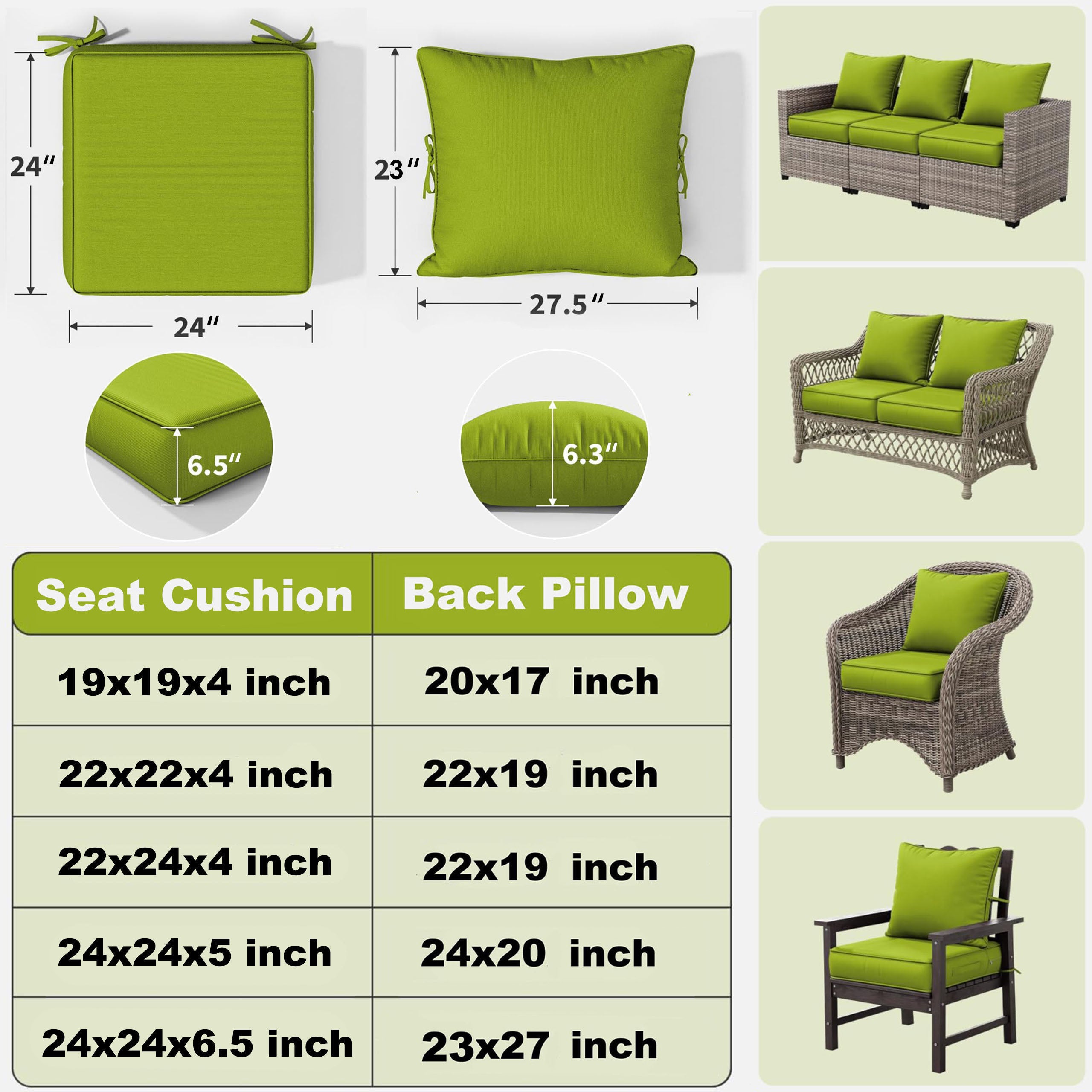 WNP cushion Outdoor Deep Seat Cushion Pillow Set