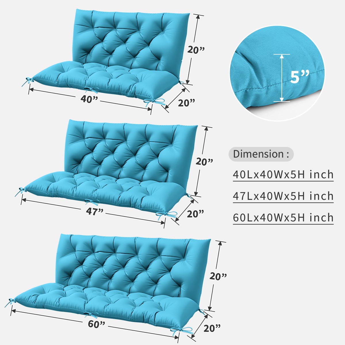 WNP cushion Porch Swing Cushion with Backrest