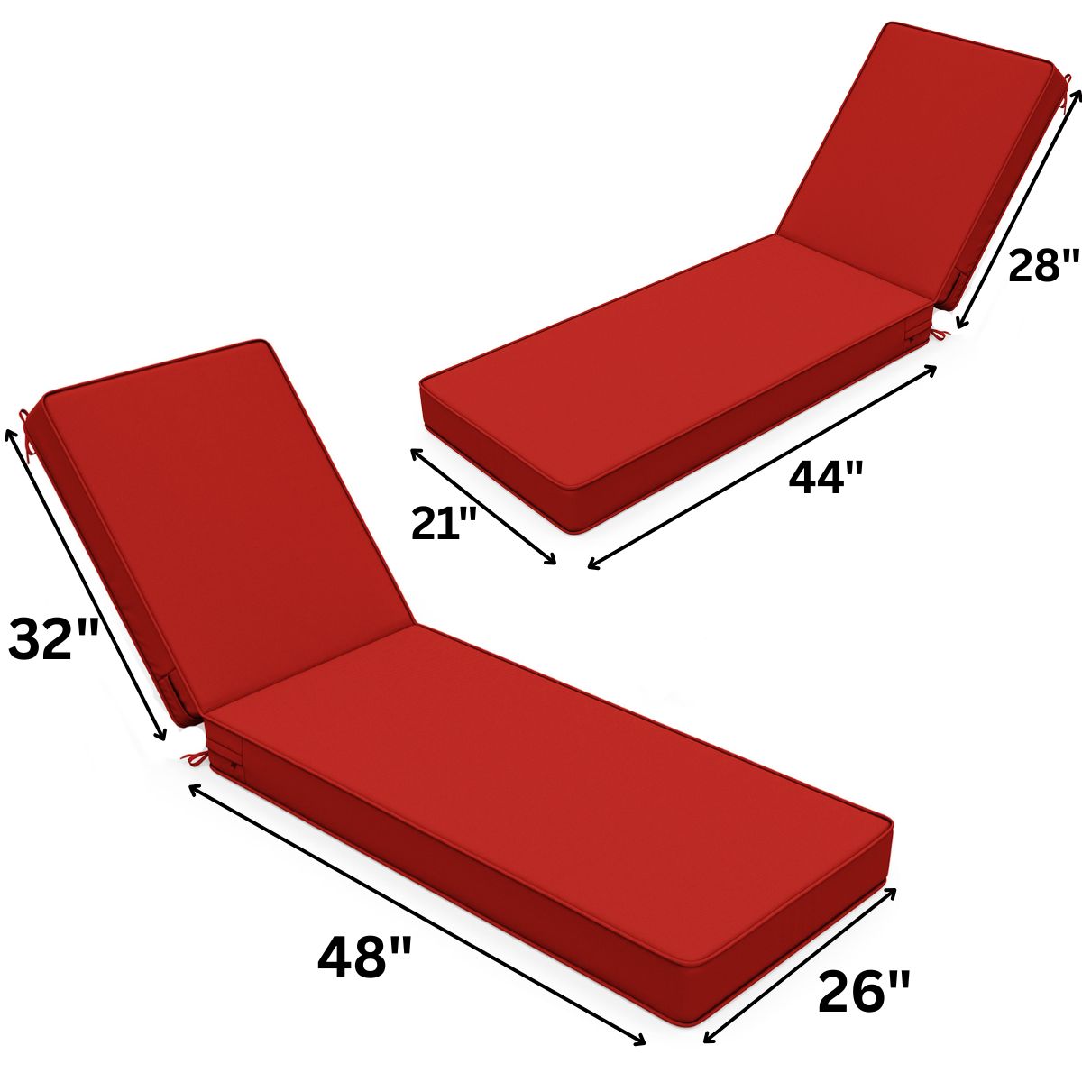 2 Pack Outdoor Chaise Lounge Cushions