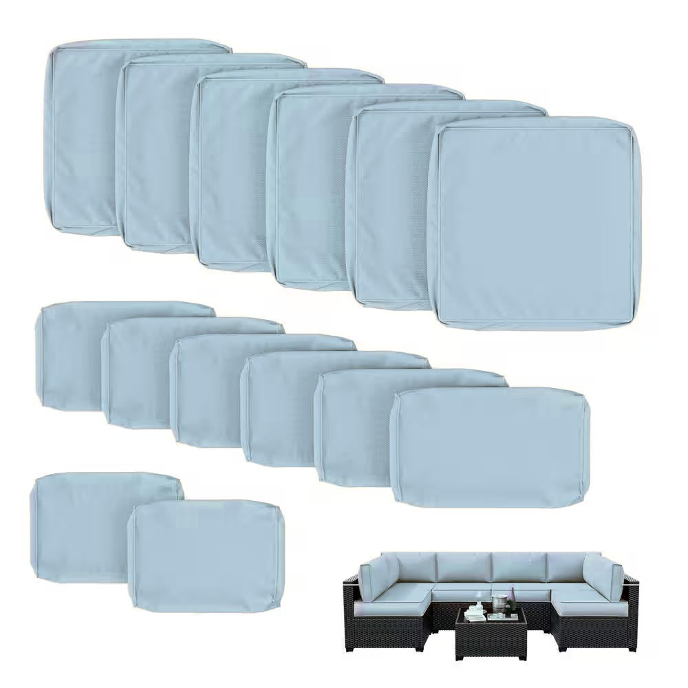 WNP cushion 14PCS Outdoor Replacement Cushion Covers for Patio Furniture Sky Blue