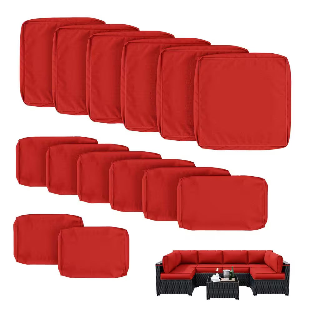 WNP cushion 14PCS Outdoor Replacement Cushion Covers for Patio Furniture Red