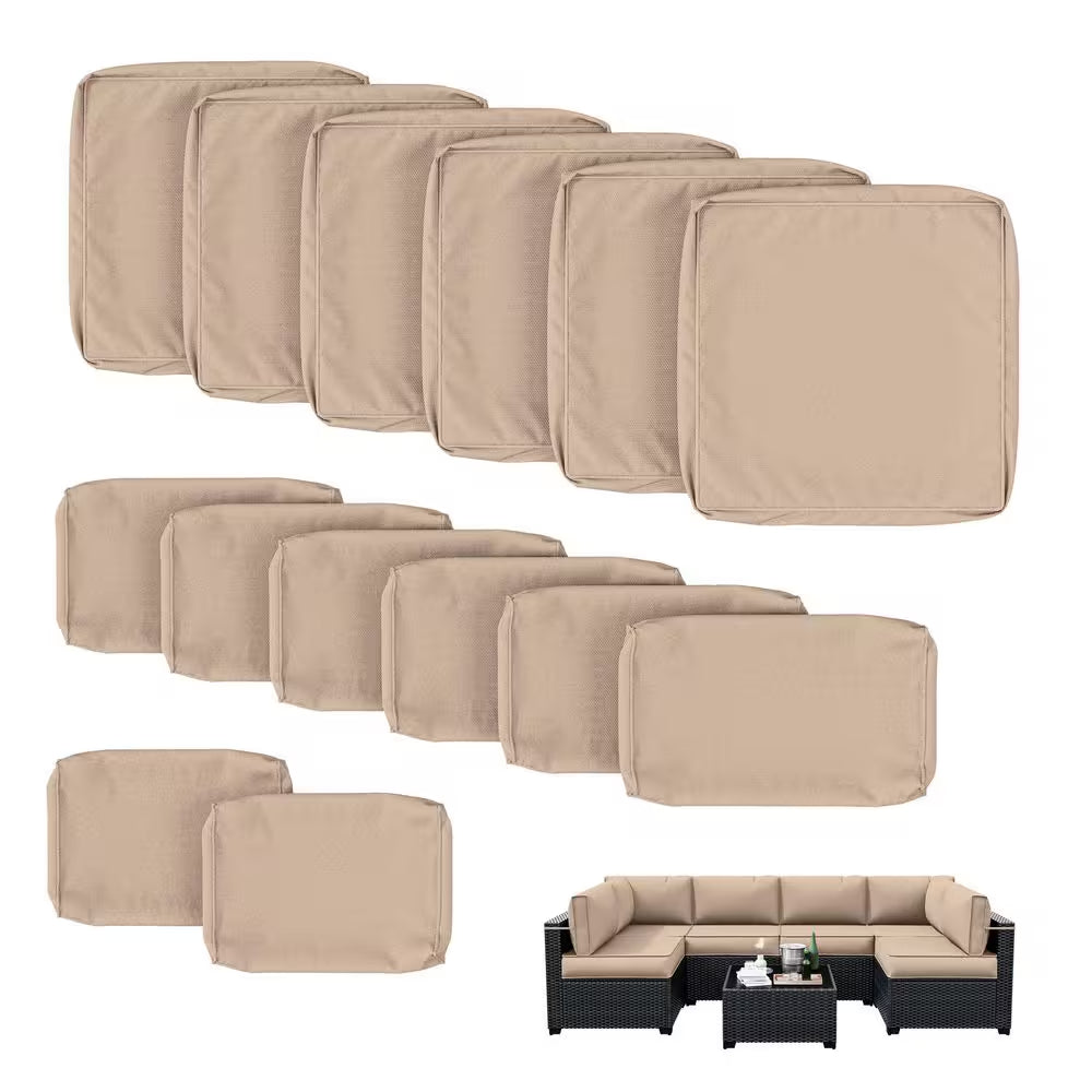 WNP cushion 14PCS Outdoor Replacement Cushion Covers for Patio Furniture Sand