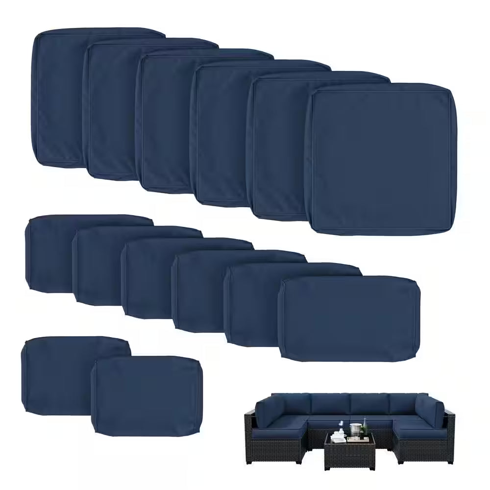 WNP cushion 14PCS Outdoor Replacement Cushion Covers for Patio Furniture Navy