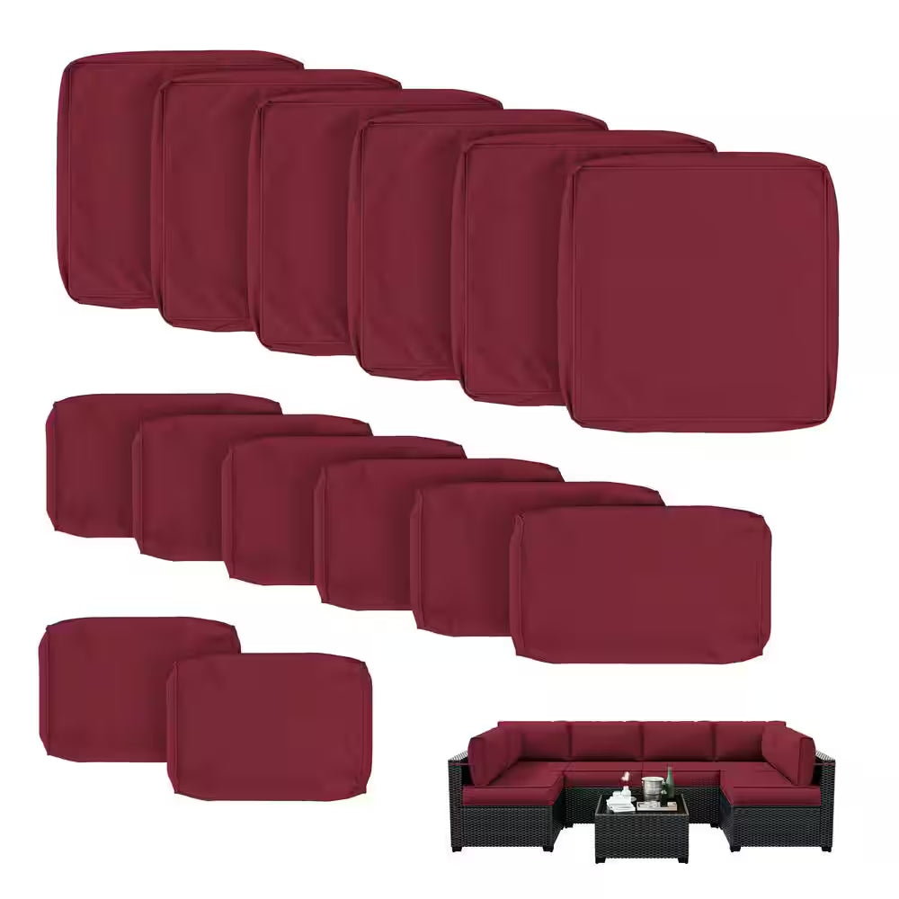 WNP cushion 14PCS Outdoor Replacement Cushion Covers for Patio Furniture Burgundy