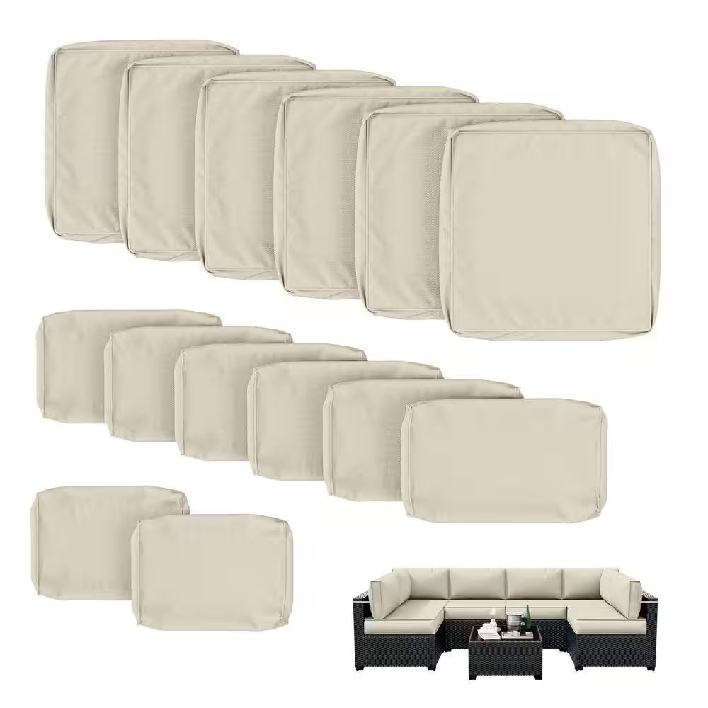 WNP cushion 14PCS Outdoor Replacement Cushion Covers for Patio Furniture Cream