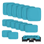 WNP cushion 14PCS Outdoor Replacement Cushion Covers for Patio Furniture Aqua Blue
