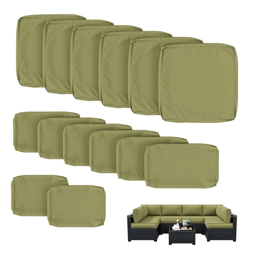 WNP cushion 14PCS Outdoor Replacement Cushion Covers for Patio Furniture Light Green