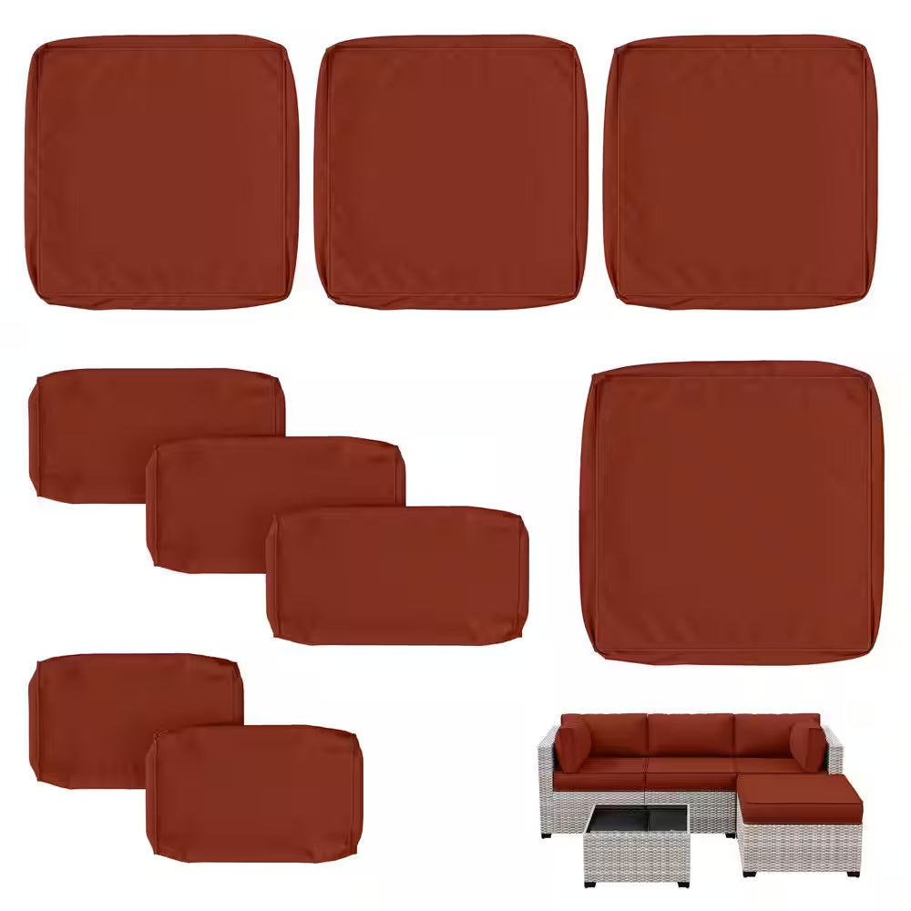 WNP cushion 9PCS Outdoor Replacement Cushion Covers for Patio Furniture Terra Red