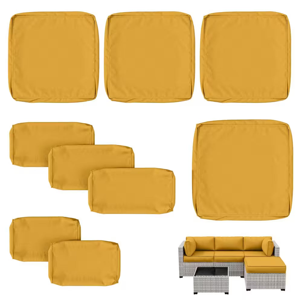 WNP cushion 9PCS Outdoor Replacement Cushion Covers for Patio Furniture Yellow