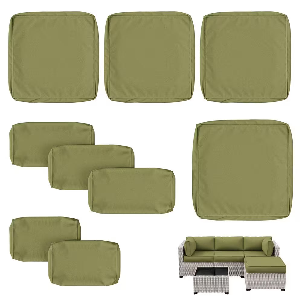 WNP cushion 9PCS Outdoor Replacement Cushion Covers for Patio Furniture Light Green