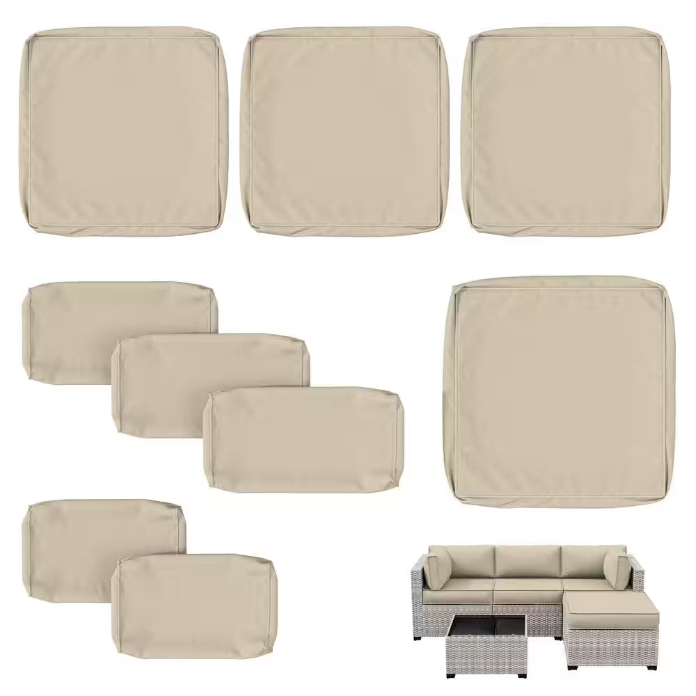 WNP cushion 9PCS Outdoor Replacement Cushion Covers for Patio Furniture Cream