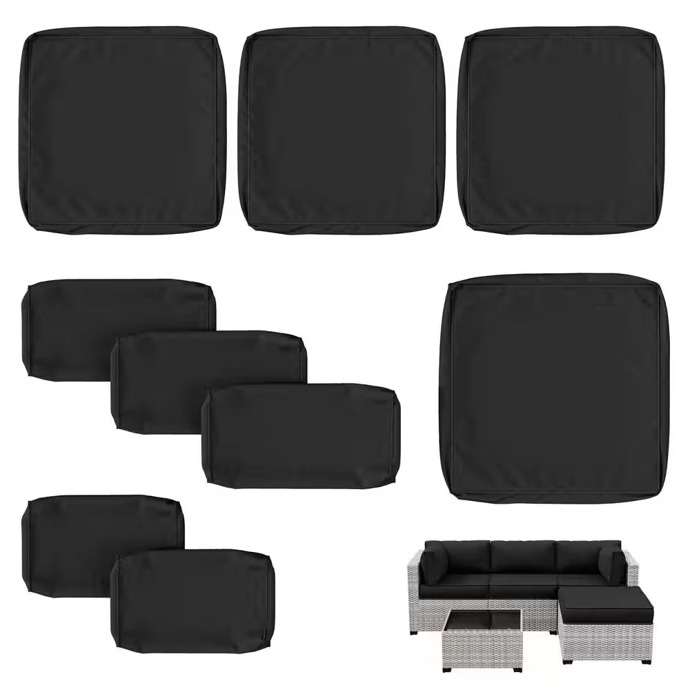WNP cushion 9PCS Outdoor Replacement Cushion Covers for Patio Furniture Black