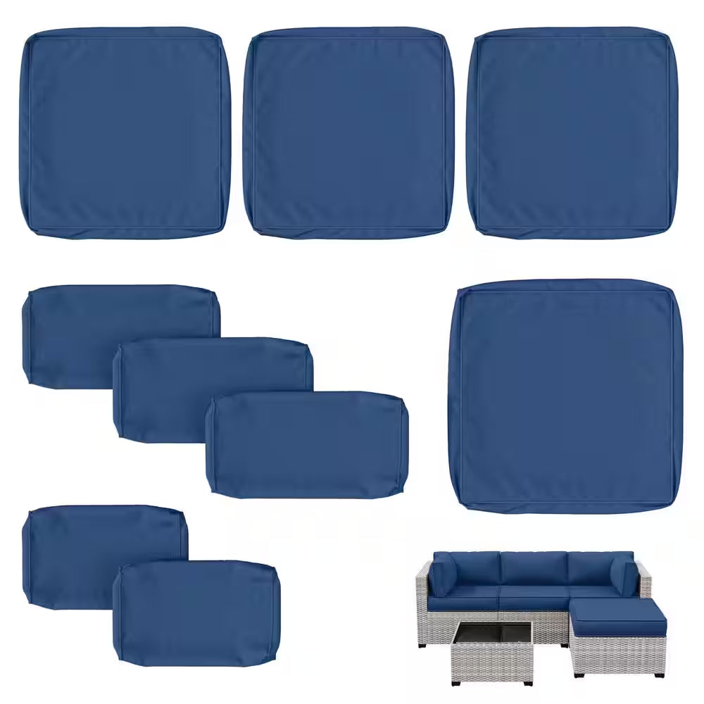 WNP cushion 9PCS Outdoor Replacement Cushion Covers for Patio Furniture Blue