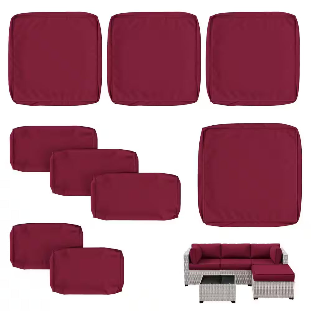 WNP cushion 9PCS Outdoor Replacement Cushion Covers for Patio Furniture Burgundy