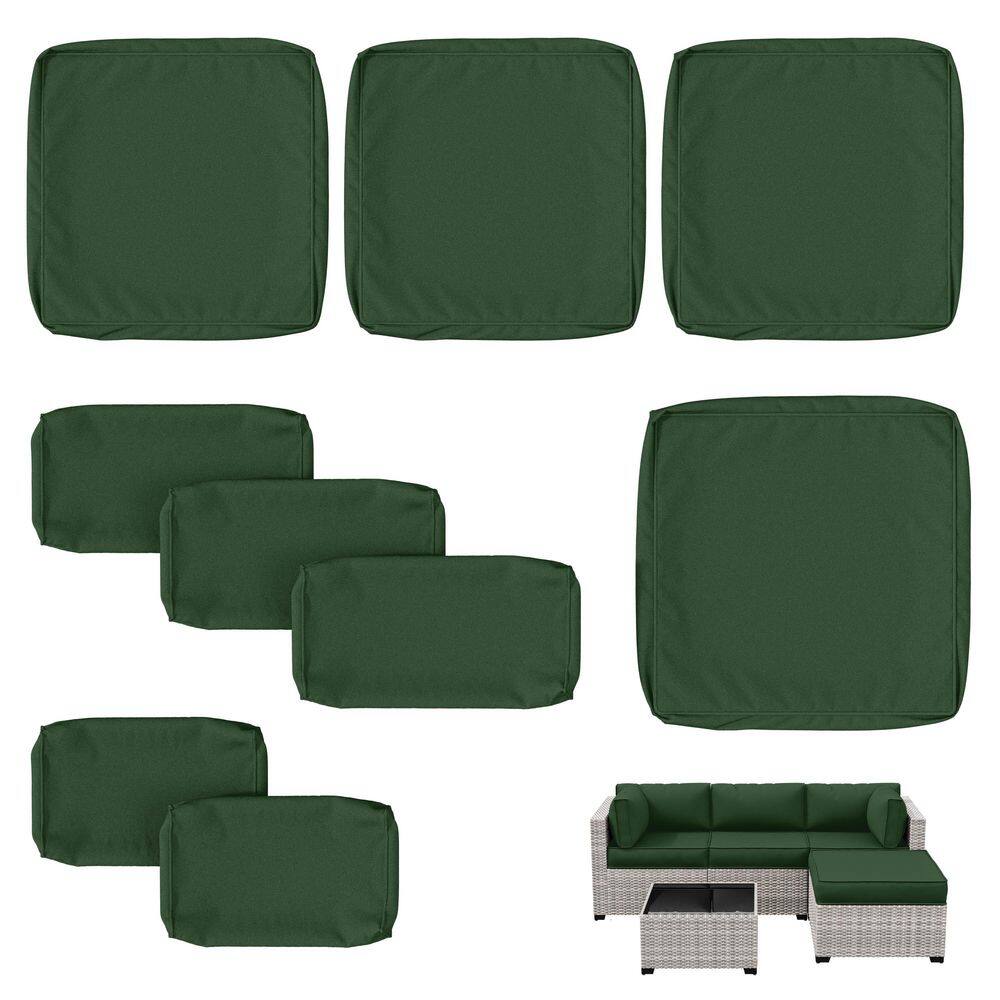 WNP cushion 9PCS Outdoor Replacement Cushion Covers for Patio Furniture Olive Green