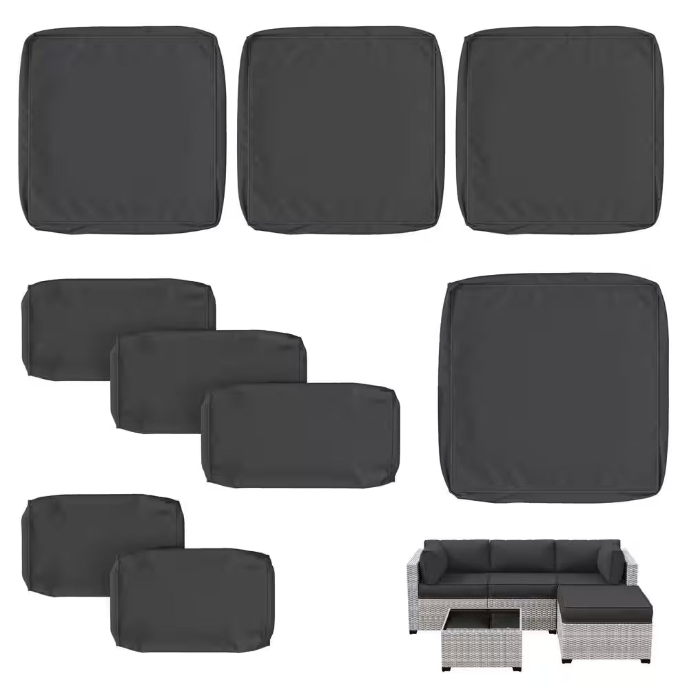 WNP cushion 9PCS Outdoor Replacement Cushion Covers for Patio Furniture Charcoal