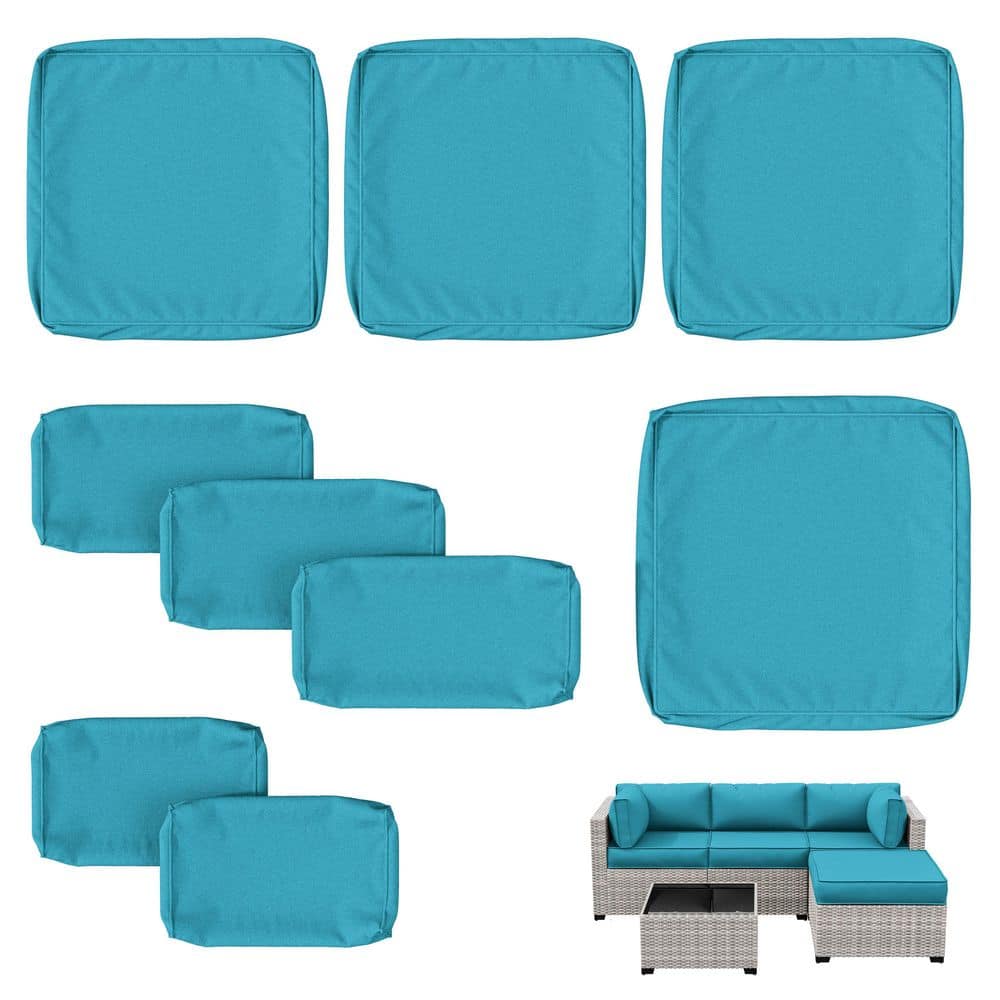 WNP cushion 9PCS Outdoor Replacement Cushion Covers for Patio Furniture Aqua Blue