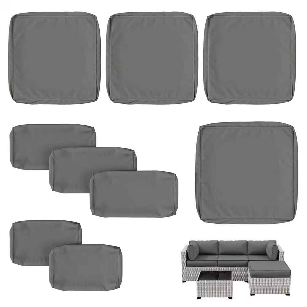 WNP cushion 9PCS Outdoor Replacement Cushion Covers for Patio Furniture Light Gray