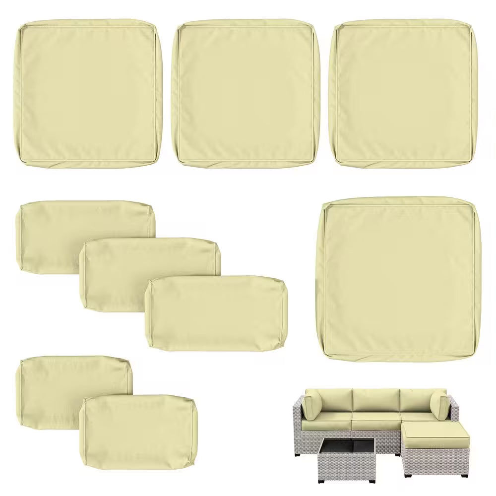 WNP cushion 9PCS Outdoor Replacement Cushion Covers for Patio Furniture Light Yellow