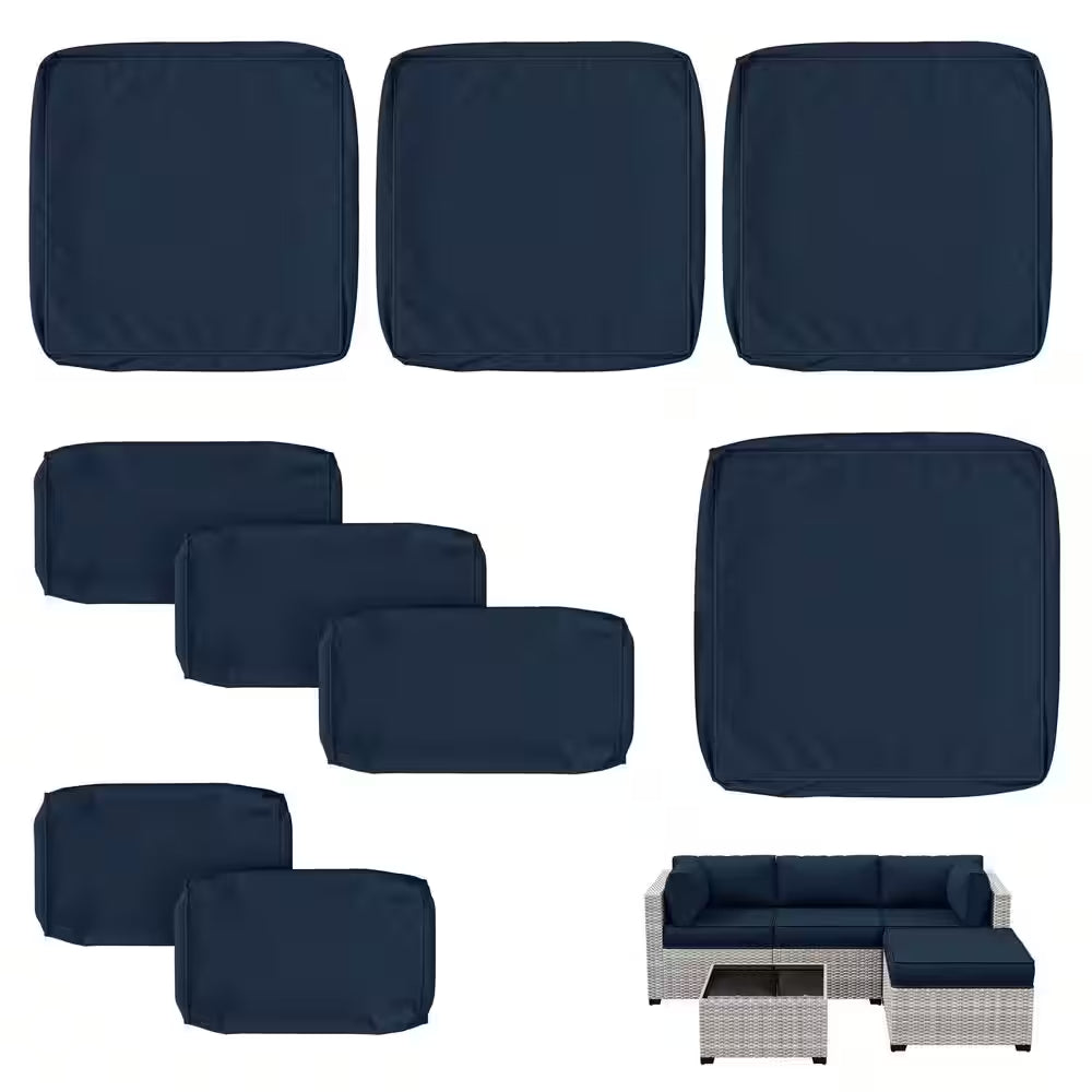 WNP cushion 9PCS Outdoor Replacement Cushion Covers for Patio Furniture Navy
