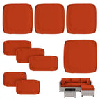 WNP cushion 9PCS Outdoor Replacement Cushion Covers for Patio Furniture Orange Red