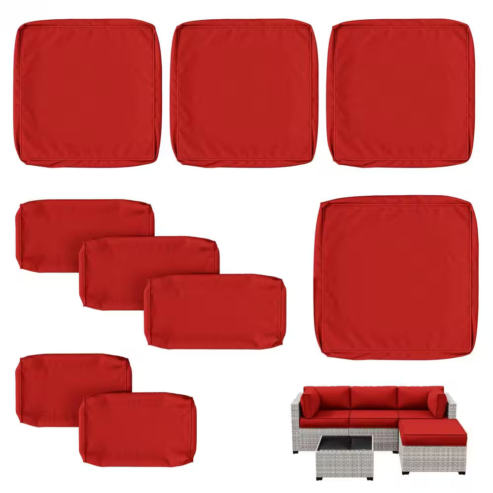 WNP cushion 9PCS Outdoor Replacement Cushion Covers for Patio Furniture Red