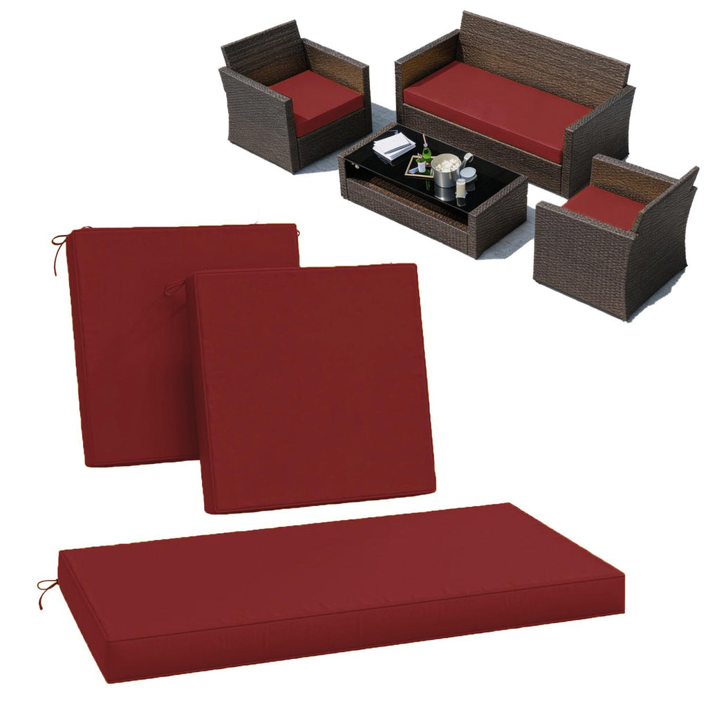 3PCS Patio Seat Cushion Set Burgundy