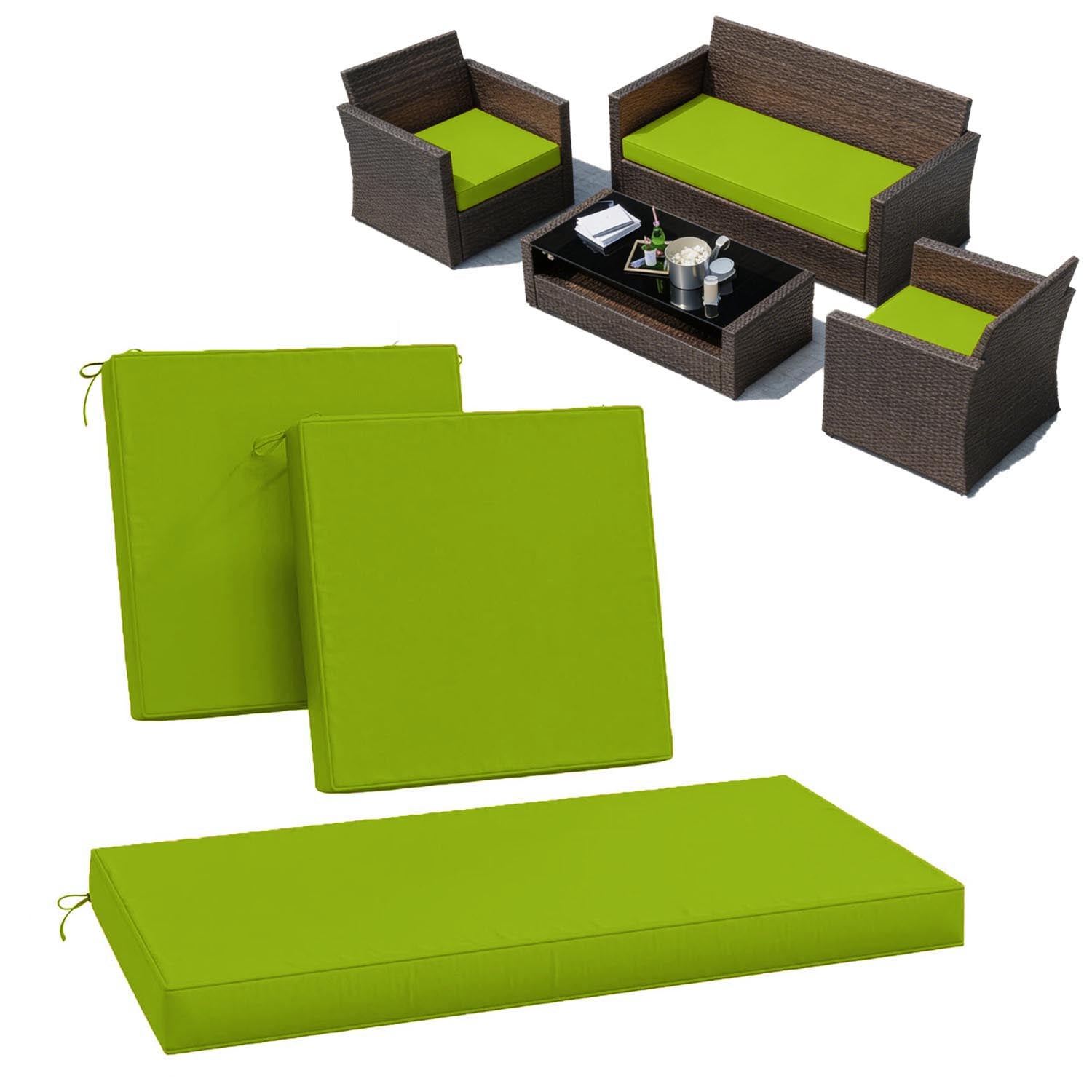3PCS Patio Seat Cushion Set Grass Green