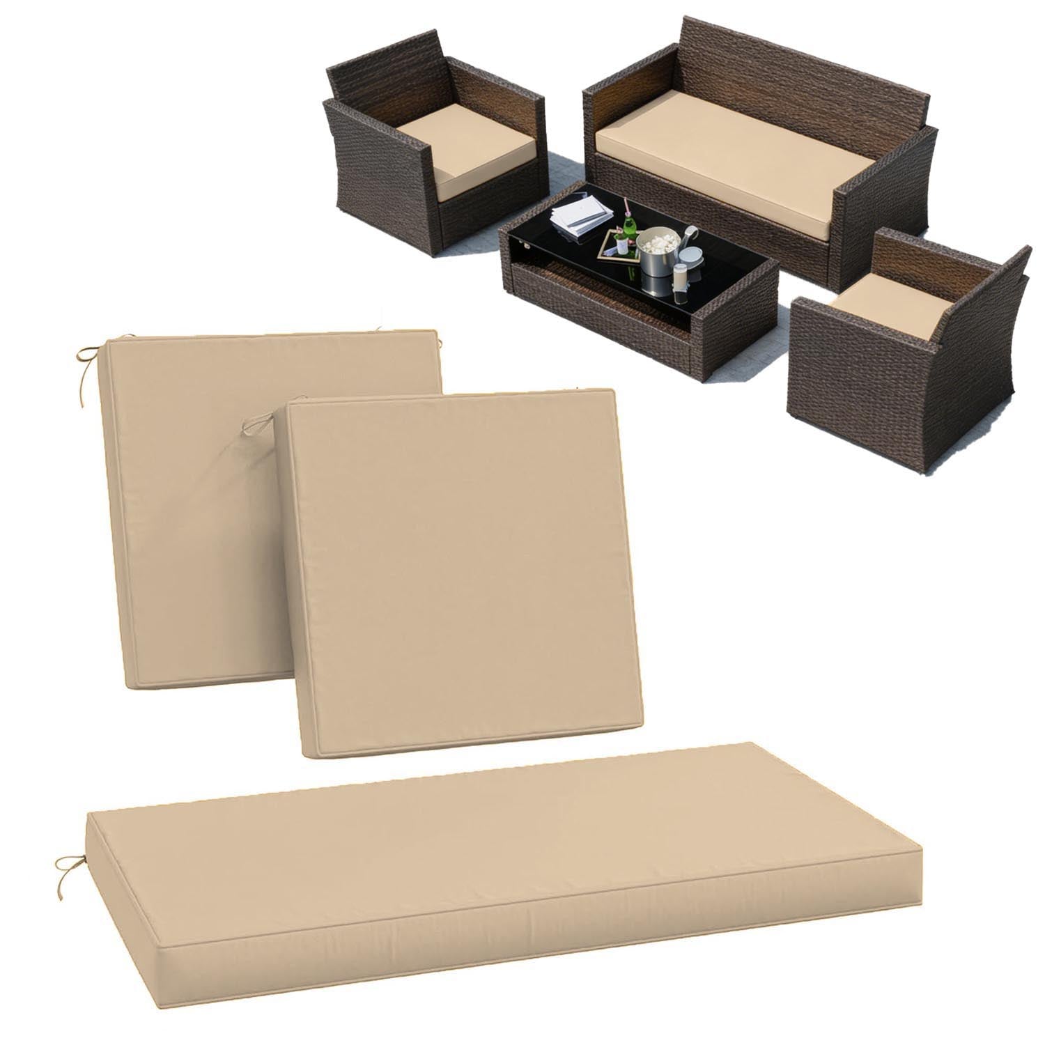 3PCS Patio Seat Cushion Set Sand